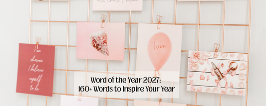 Word of the Year 2027 inspiration with word ideas for confidence, growth, success, wellness, abundance, adventure, balance and joy.