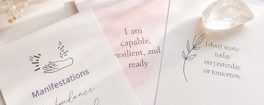 Affirmation cards with crystal on top