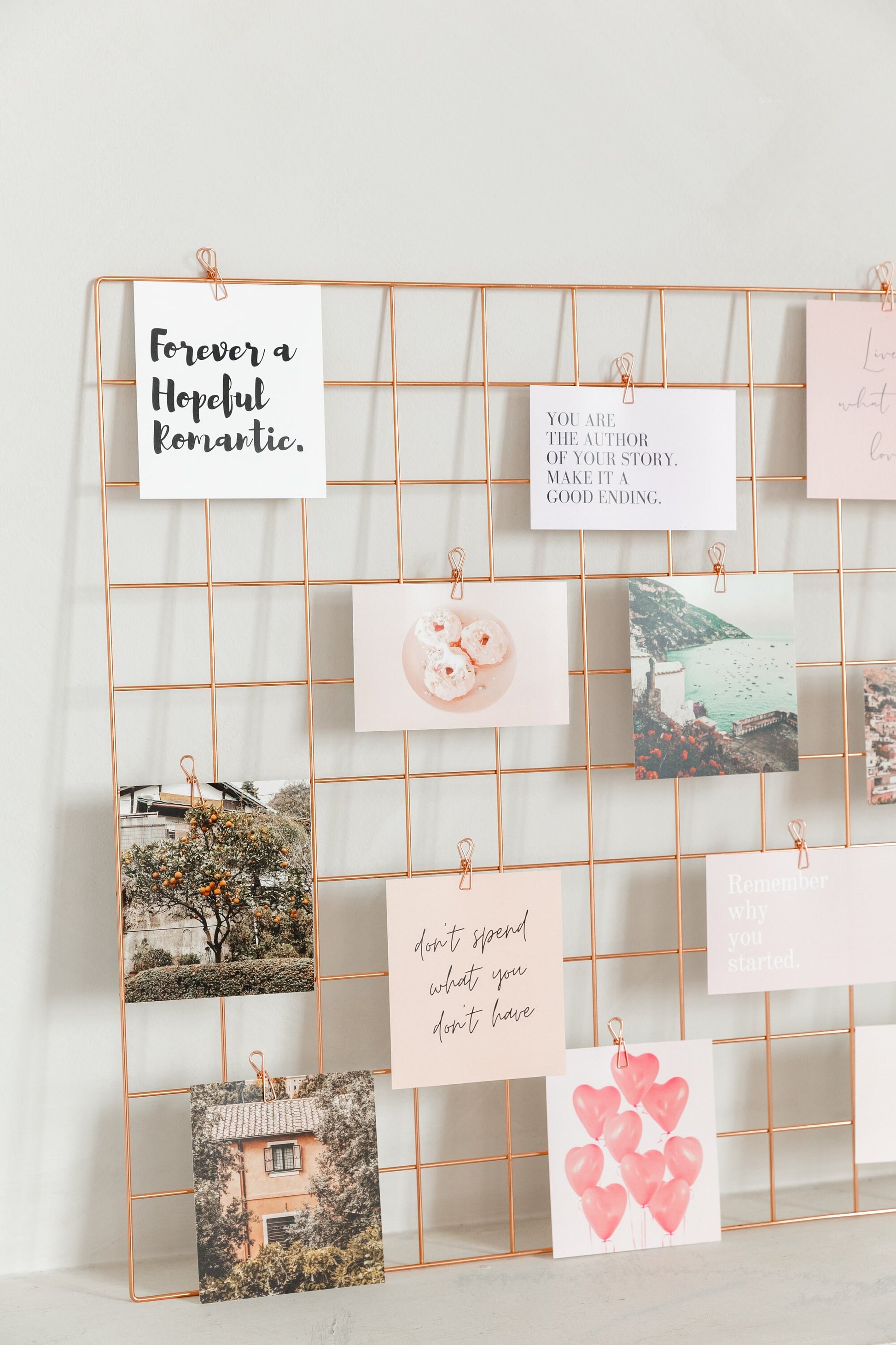 Rose gold clips included in vision board starter kit
