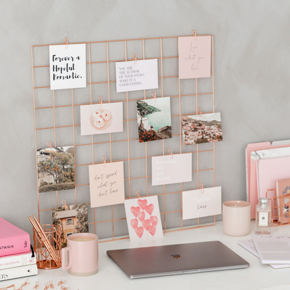 Vision board card starter set with quote and image cards on wall grid