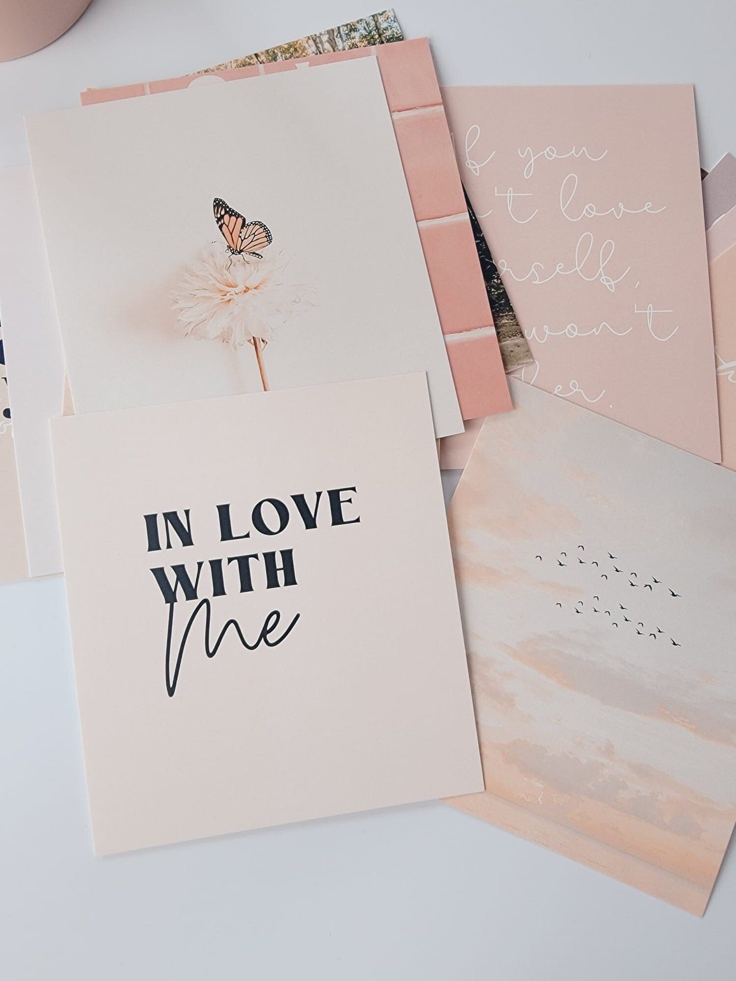 Confidence reminder cards displayed as wall decor in a bedroom or dorm