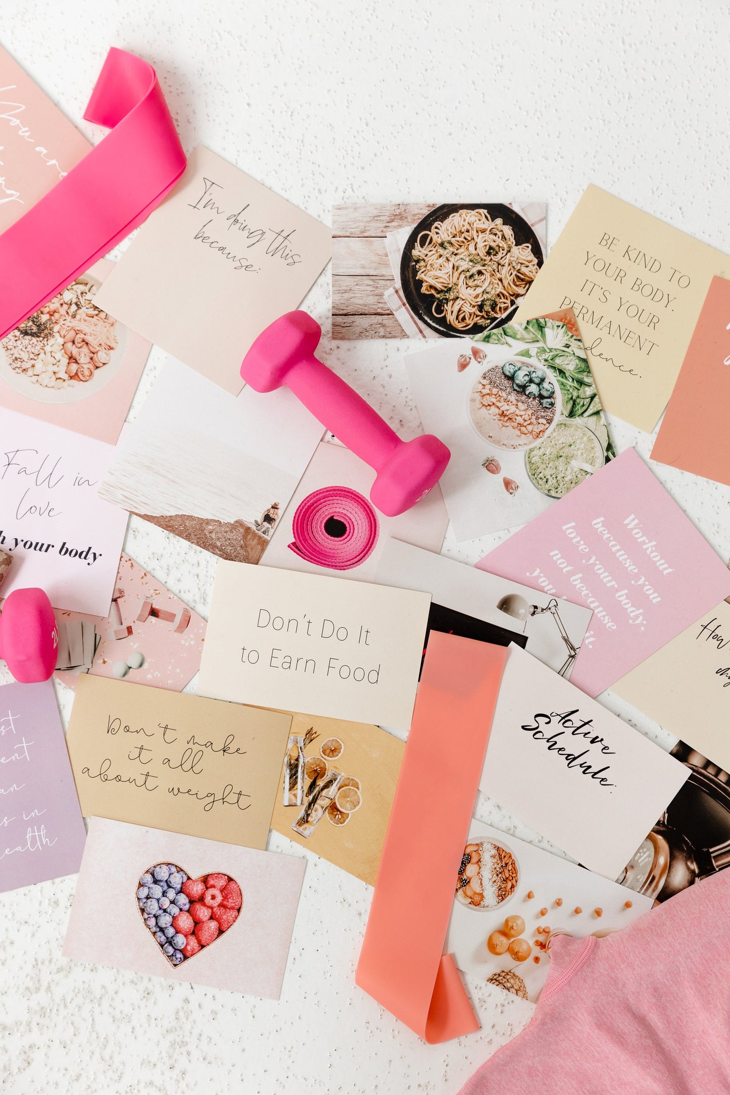 Fitness image cards for creating a wellness or workout vision board