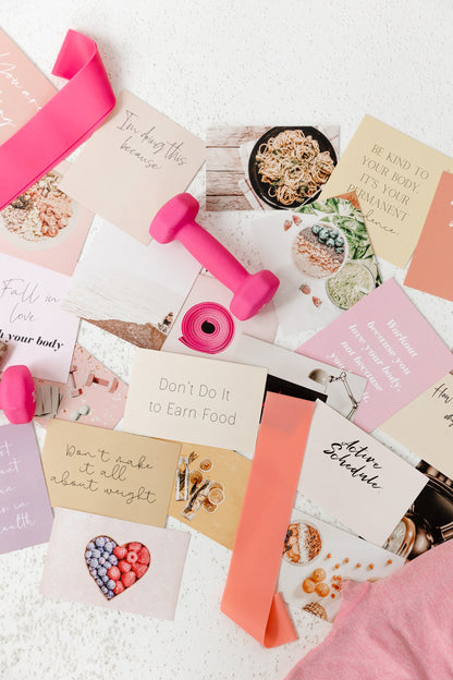 Fitness image cards for creating a wellness or workout vision board