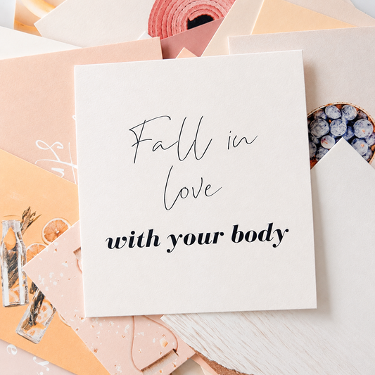 Fitness vision board cards with quote, prompt, and image cards in a keepsake box