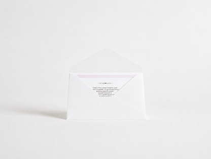 Side view of a flat oracle card reading envelope showing its slim shape