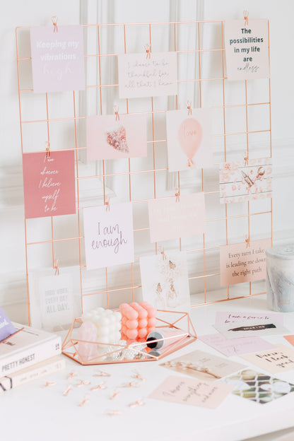 Handmade manifestation vision board cards printed on FSC-certified paper in Canada