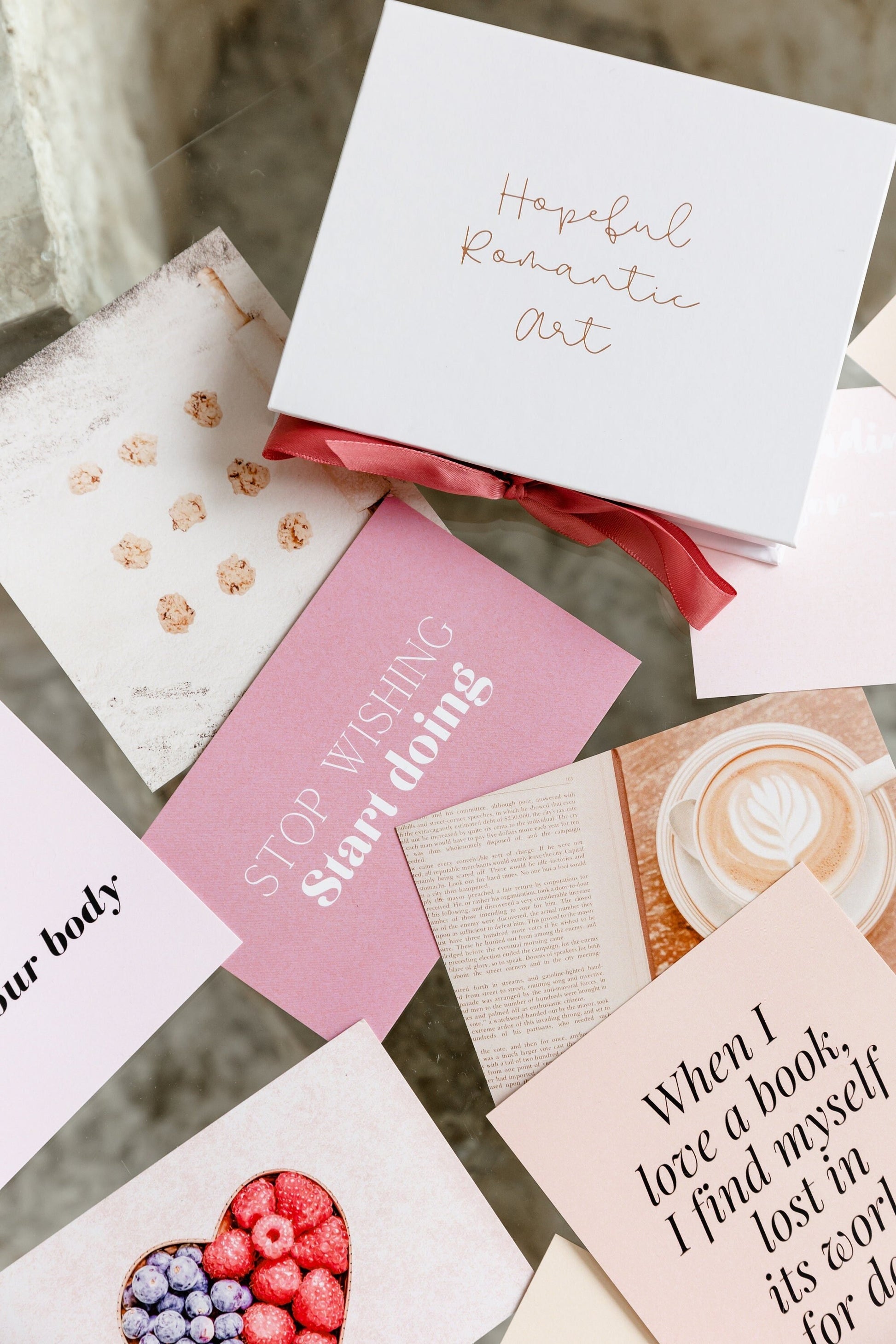 Hopeful Romantic Art vision board card set with quote and image cards