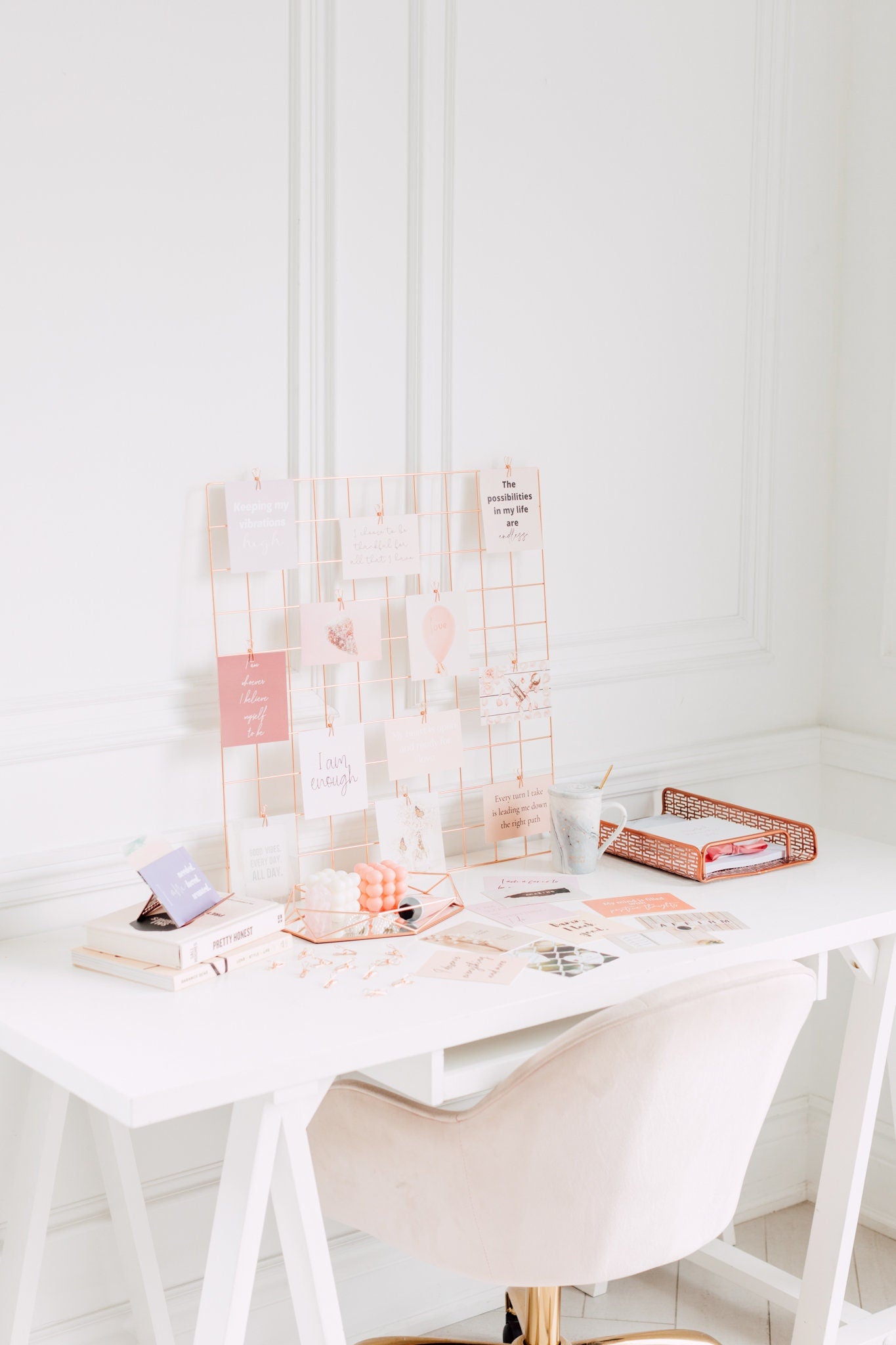 Manifestation cards styled with a journal for setting intentions