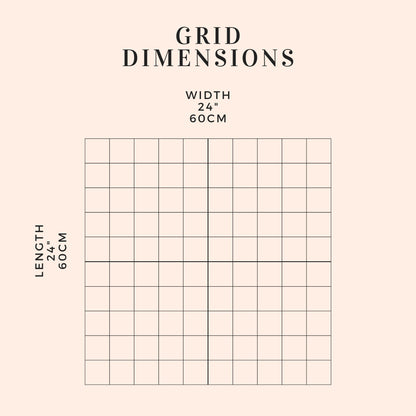 Dimensions graphic for the rose gold wall grid