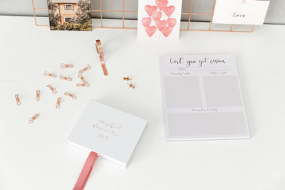 Rose gold wire clips for displaying notes, photos, and affirmation cards