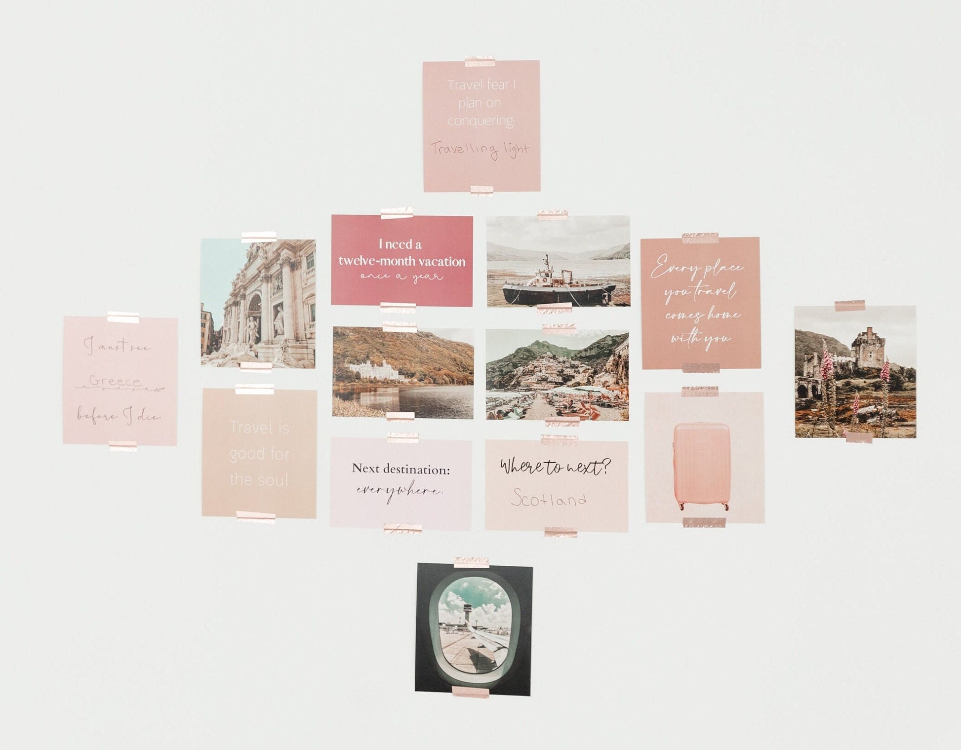Travel vision board card set packaged as a gift for travel lovers