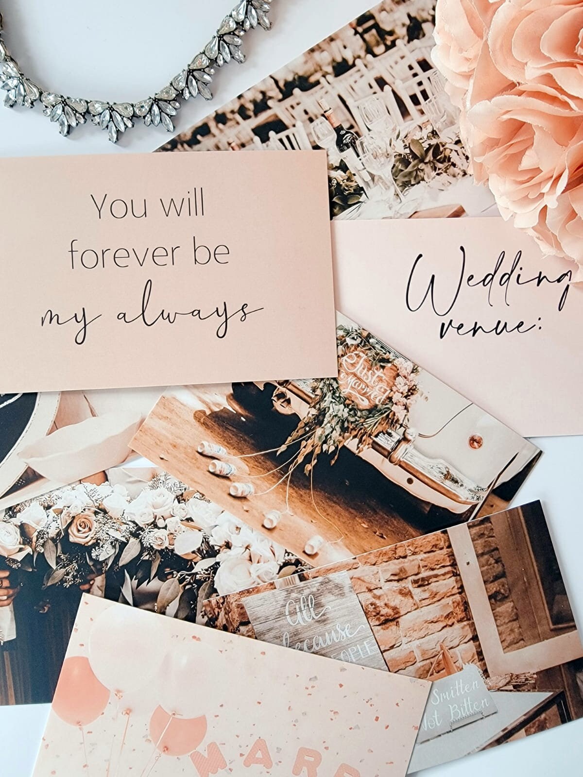 Wedding image cards for creating a dreamy bridal mood board
wedding-vision-board-cards-on-grid