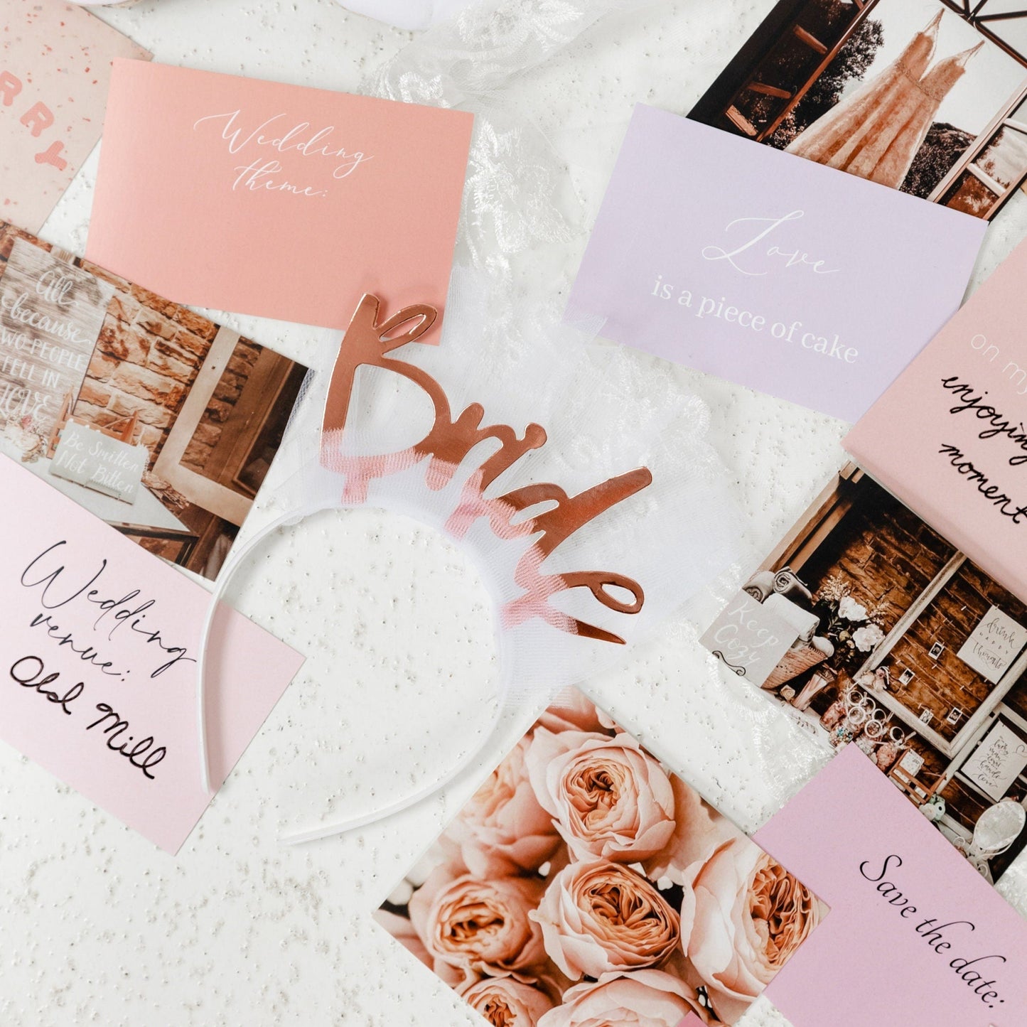 Wedding vision board cards with quote and image cards in a keepsake box